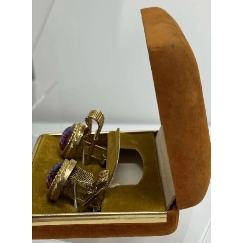 Vintage Lord Newport Cufflinks Gold and Red